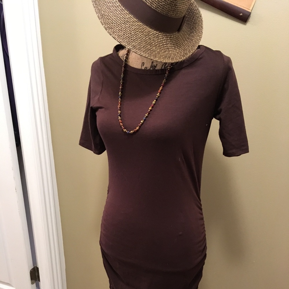Brown Side Rouched Bodycon Dress Sz Lg